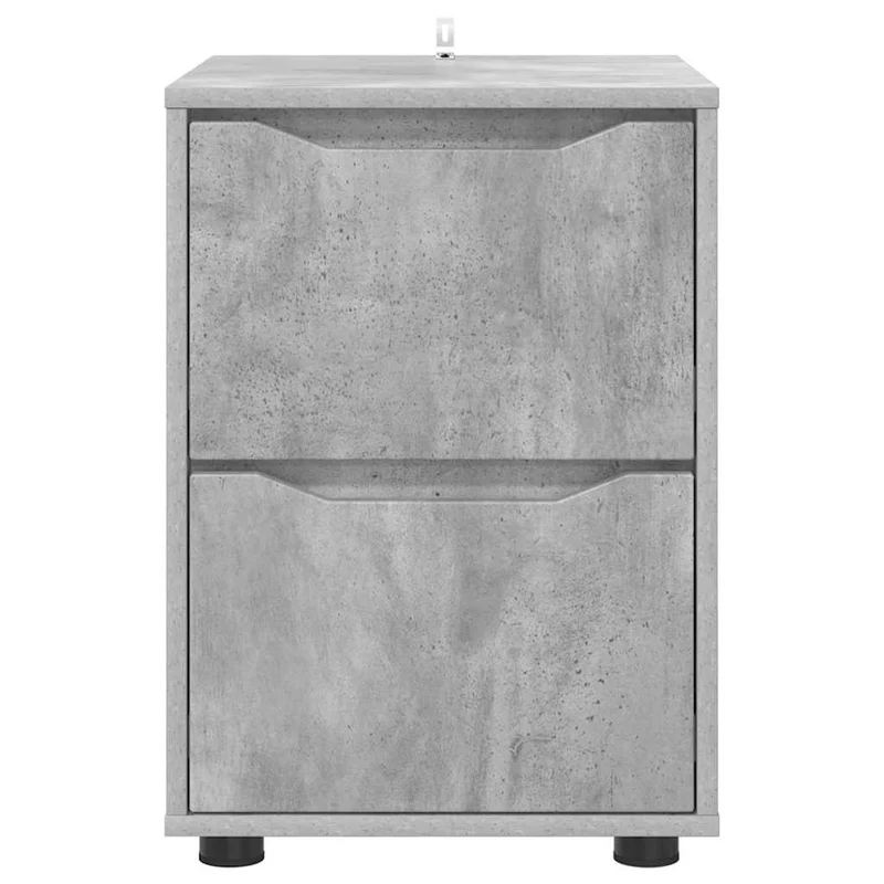Armoire de rangement rectangulaire 40 x 48 x 57 cm avec tiroirs pratiques style minimaliste en bois d'ingénierie gris béton 02_0054614