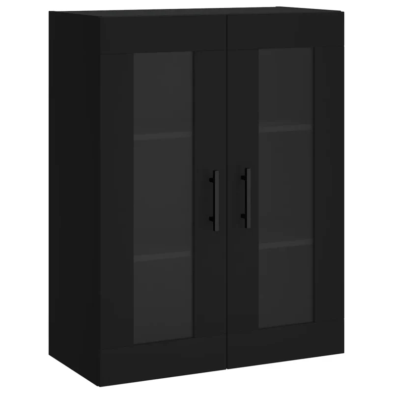 Lot de 2 armoires murales pratiques rangement design noir 69,5 x 34 x 90 cm en bois d'ingénierie noir 02_0055446