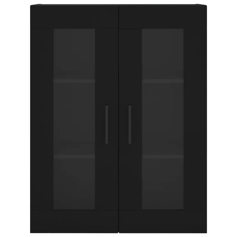 Lot de 2 armoires murales pratiques rangement design noir 69,5 x 34 x 90 cm en bois d'ingénierie noir 02_0055446