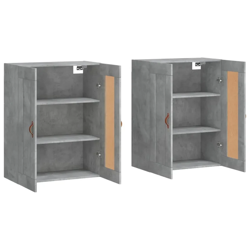Lot de 2 armoires murales pratiques rangement décoratif 69,5 x 34 x 90 cm en bois gris béton 02_0055463