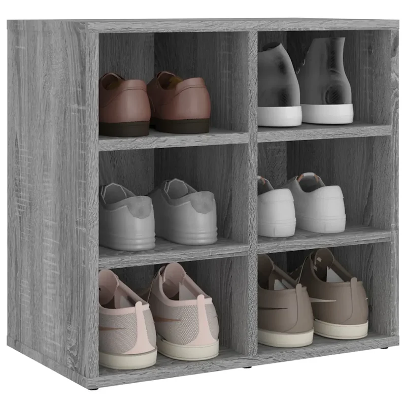 Lot de 2 armoires à chaussures compactes 52,5 x 30 x 50 cm design élégant rangement pratique en bois d'ingénierie gris 02_0048438