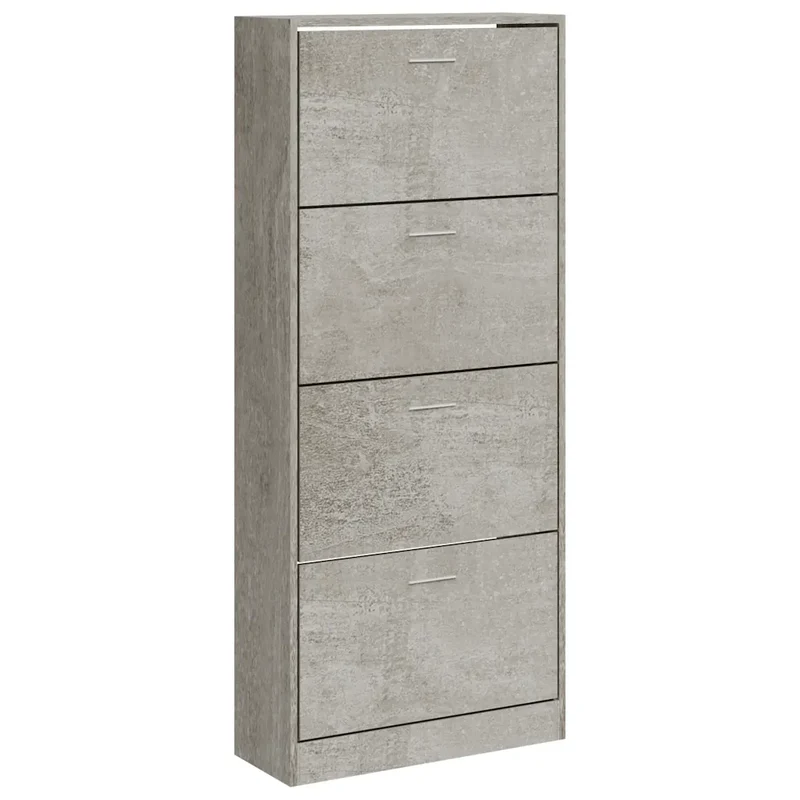 Armoire à chaussures moderne design avec 4 tiroirs 63 x 24 x 147 cm en bois d'ingénierie gris béton 02_0047066