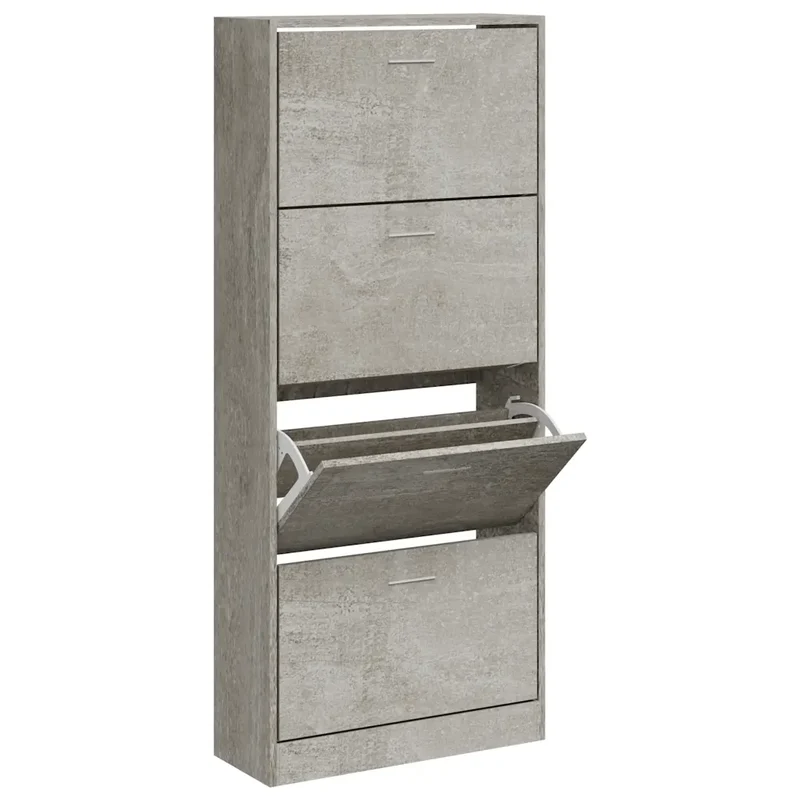 Armoire à chaussures moderne design avec 4 tiroirs 63 x 24 x 147 cm en bois d'ingénierie gris béton 02_0047066
