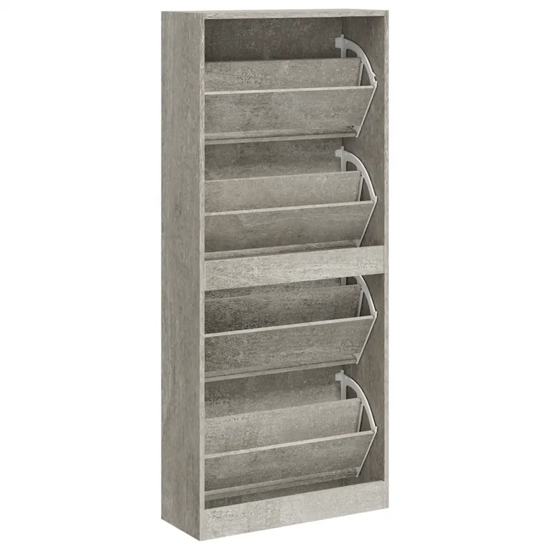 Armoire à chaussures moderne design avec 4 tiroirs 63 x 24 x 147 cm en bois d'ingénierie gris béton 02_0047066