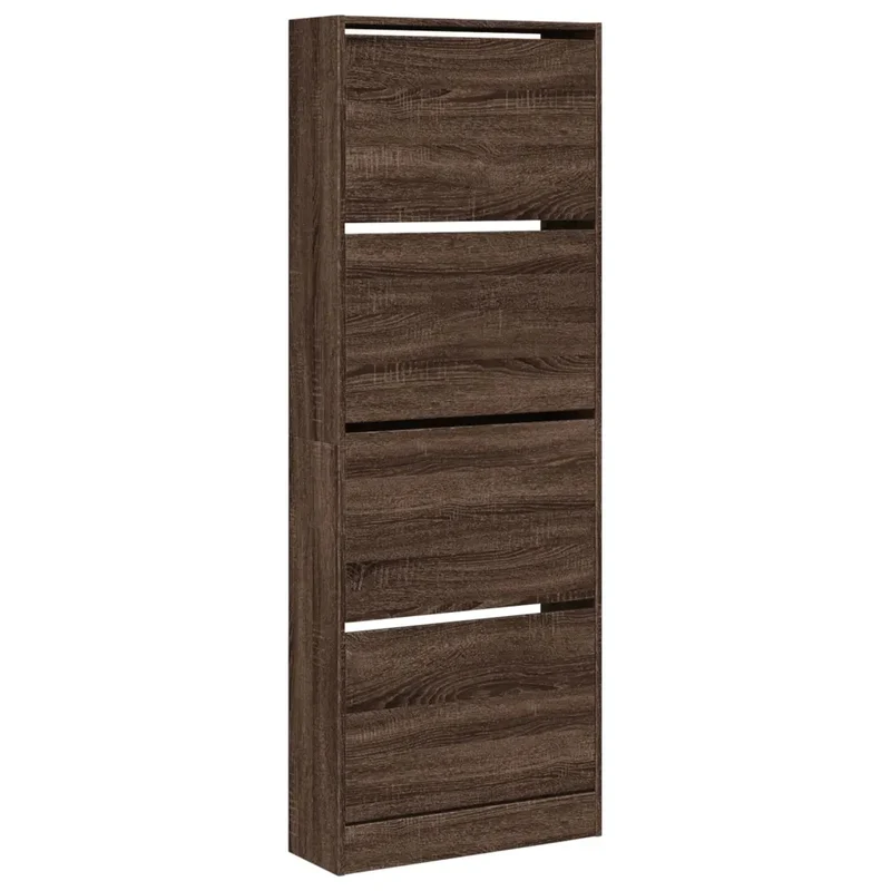 Armoire à chaussures design compacte espace réduit 60 x 21 x 163 cm rangement pratique en bois d'ingénierie marron 02_0049397