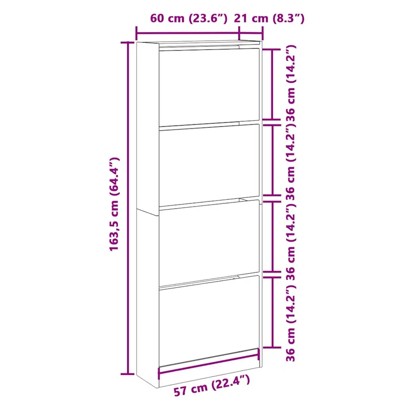 Armoire à chaussures design compacte espace réduit 60 x 21 x 163 cm rangement pratique en bois d'ingénierie marron 02_0049397