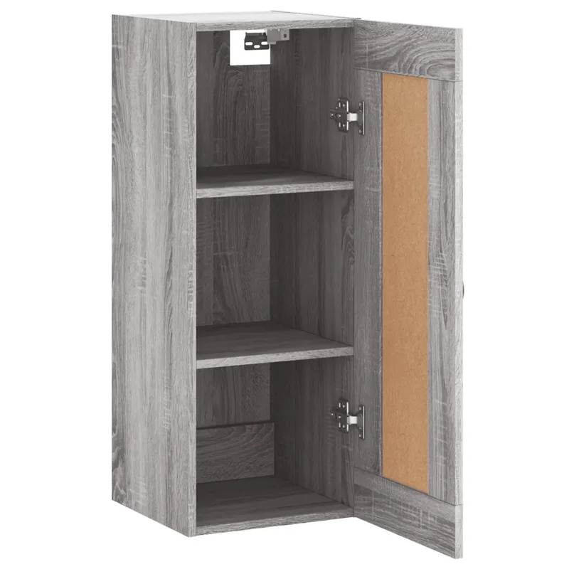 Armoire murale élégante design contemporain 34,5 x 34 x 90 cm grande capacité rangement en bois d'ingénierie gris 02_0048942
