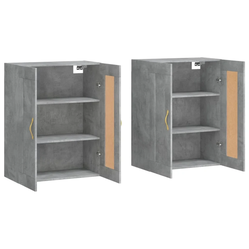 Lot de 2 armoires murales pratiques rangement 69,5 x 34 x 90 cm en bois d'ingénierie gris béton 02_0055499