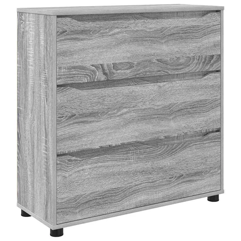 Armoire de rangement rectangulaire avec tiroirs espace pratique style minimaliste 80 x 31 x 81 cm en bois d'ingénierie gris sonoma 02_0054627