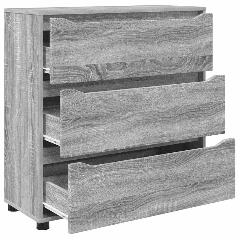 Armoire de rangement rectangulaire avec tiroirs espace pratique style minimaliste 80 x 31 x 81 cm en bois d'ingénierie gris sonoma 02_0054627