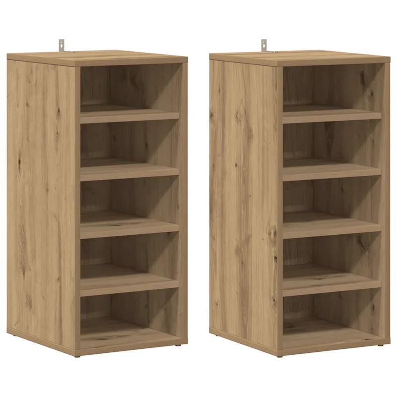 Lot de 2 armoires à chaussures 32 x 35 x 70 cm finition mate pratique rangement moderne en bois d'ingénierie chêne artisanal 02_0050924