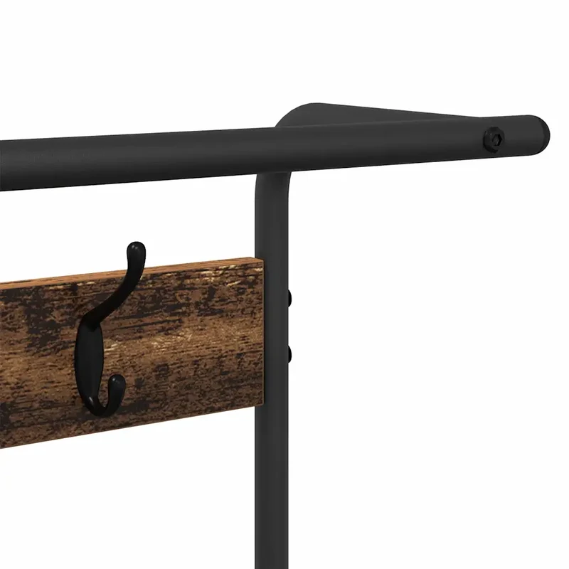 Porte-manteau rectangulaire contemporain avec rangement 75 x 34 x 184 cm en bois d'ingénierie bois ancien 02_0052638