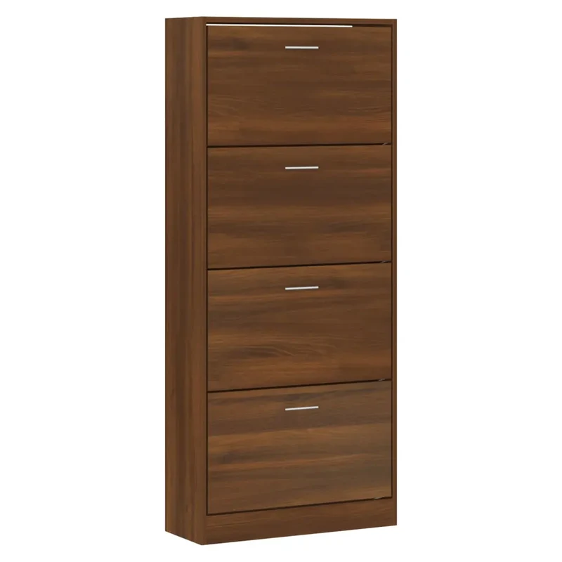 Armoire à chaussures moderne avec tiroirs rabattables 63 x 24 x 147 cm en bois d'ingénierie chêne marron 02_0047070