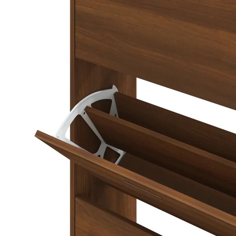 Armoire à chaussures moderne avec tiroirs rabattables 63 x 24 x 147 cm en bois d'ingénierie chêne marron 02_0047070