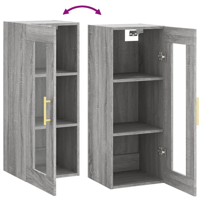 Armoire murale design moderne rangement 34,5 x 34 x 90 cm en bois d'ingénierie sonoma gris 02_0048684