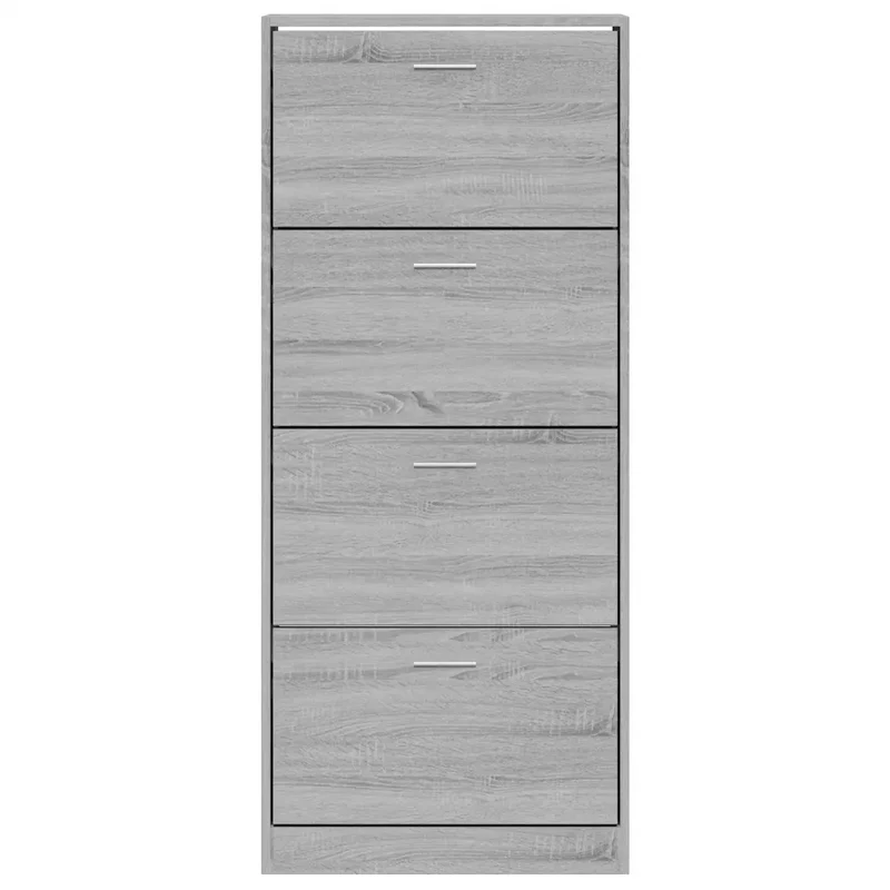 Armoire à chaussures moderne design pour entrée 63 x 24 x 147 cm grand espace de rangement en bois d'ingénierie gris 02_0047069
