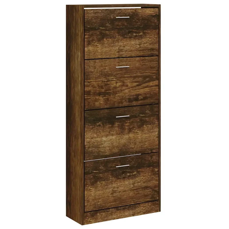 Armoire à chaussures moderne avec 4 tiroirs de rangement 63 x 24 x 147 cm en bois d'ingénierie chêne fumé 02_0047068