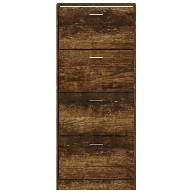 Armoire à chaussures moderne avec 4 tiroirs de rangement 63 x 24 x 147 cm en bois d'ingénierie chêne fumé 02_0047068