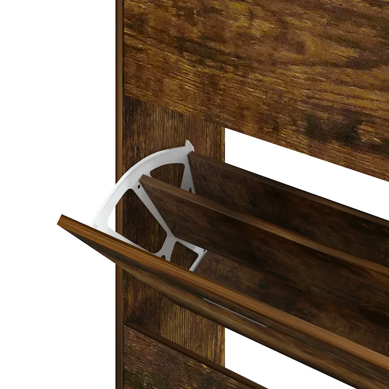 Armoire à chaussures moderne avec 4 tiroirs de rangement 63 x 24 x 147 cm en bois d'ingénierie chêne fumé 02_0047068