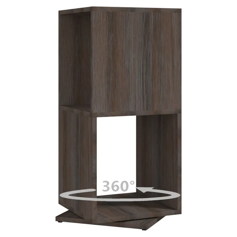 Armoire rotative design modulable rangement 34,5 x 34,5 x 75,5 cm en bois d'ingénierie gris 02_0046977
