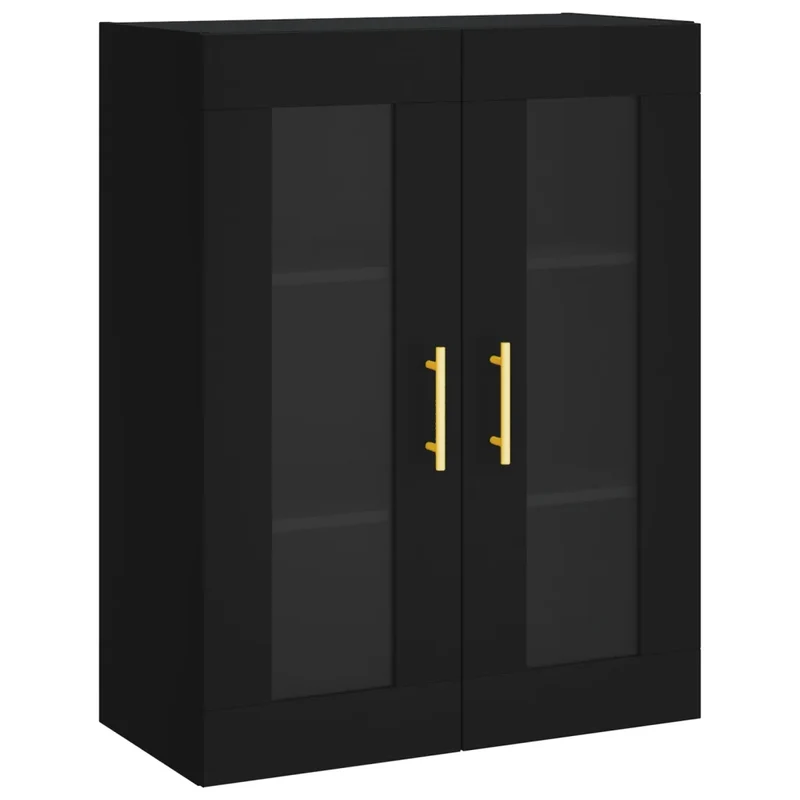 Lot de 2 armoires murales design pratique rangement 69,5 x 34 x 90 cm en bois d'ingénierie noir 02_0055422