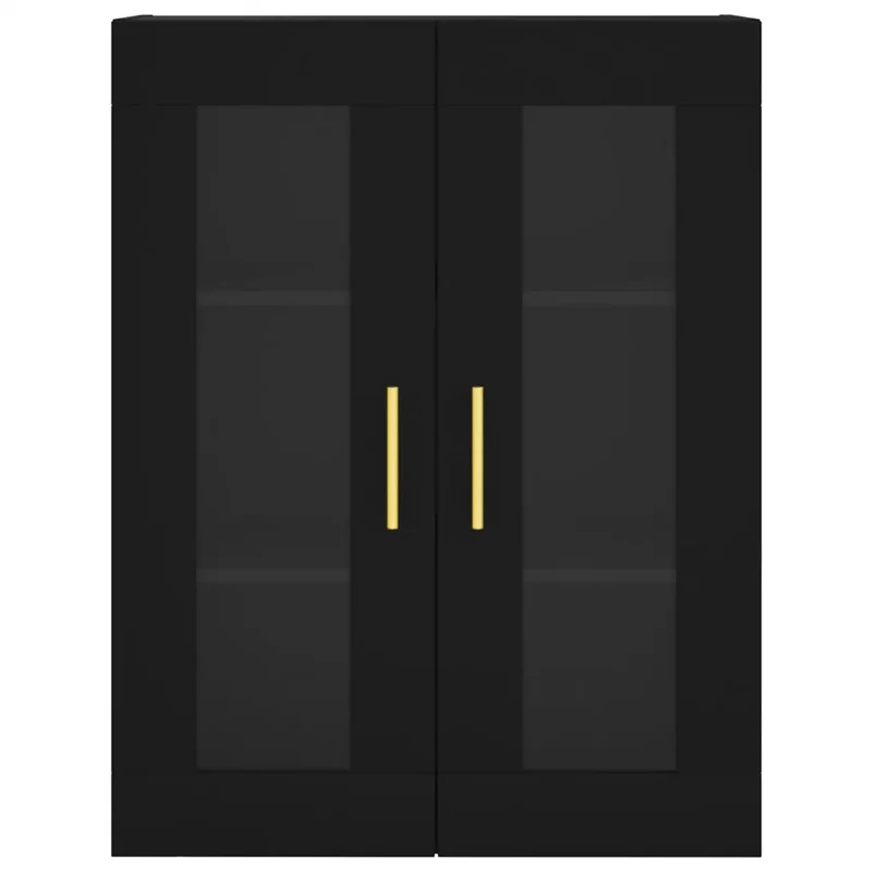 Lot de 2 armoires murales design pratique rangement 69,5 x 34 x 90 cm en bois d'ingénierie noir 02_0055422