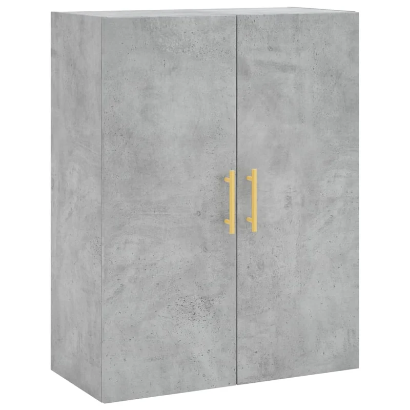 Lot de 2 armoires murales pratiques design élégant rangement déco salon 69,5 x 34 x 90 cm en bois gris béton 02_0055355