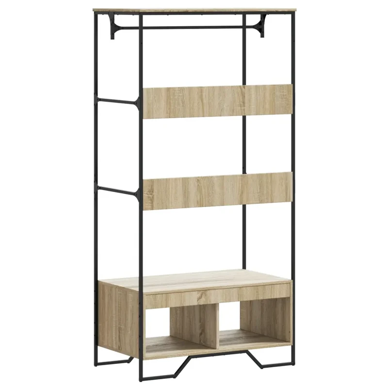 Armoire design minimaliste rangement compact 90 x 50 x 180 cm en bois d'ingénierie chêne sonoma 02_0049584