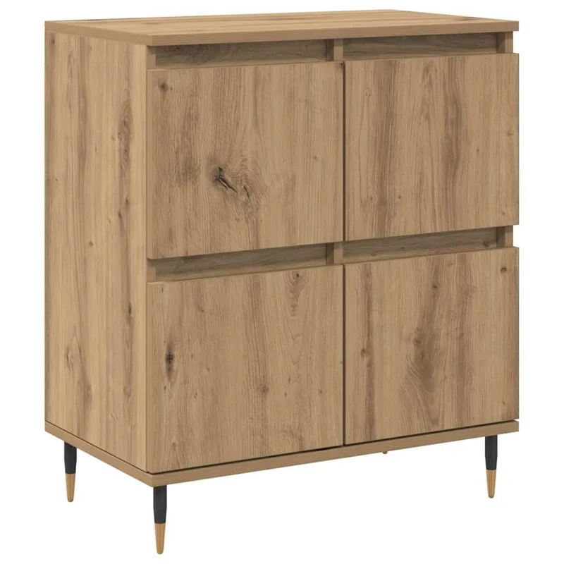 Lot de 3 armoires de rangement moderne 60 x 35 x 70 cm avec grand espace de stockage chic en bois chêne artisanal 02_0056038
