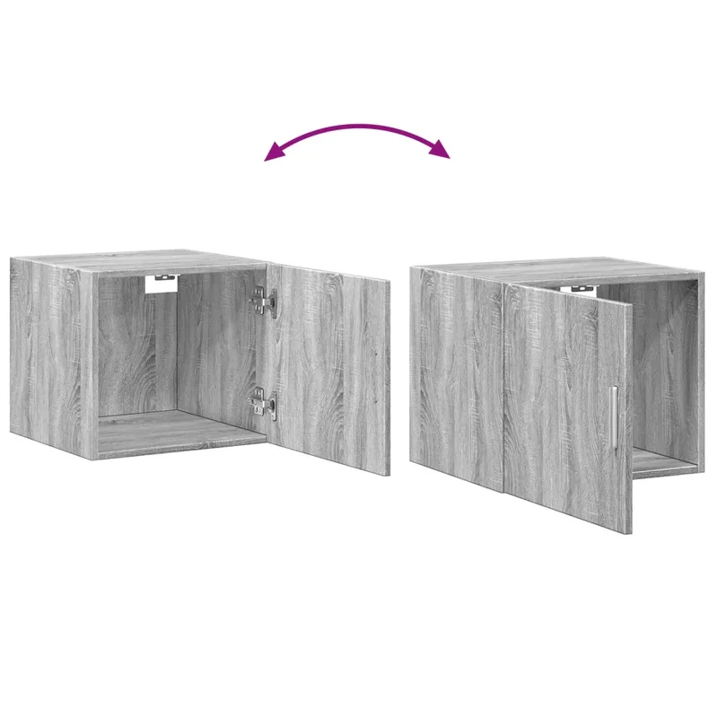 Armoire murale flottante gain de place rangement salon 45 x 42,5 x 40 cm en bois d'ingénierie gris 02_0049491