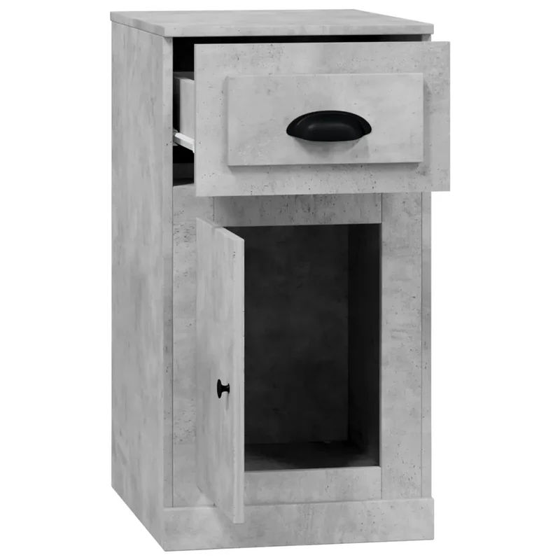 Armoire latérale avec tiroir et espace de rangement 40 x 50 x 75 cm style moderne ambiance cosy en bois d'ingénierie gris béton 02_0048271