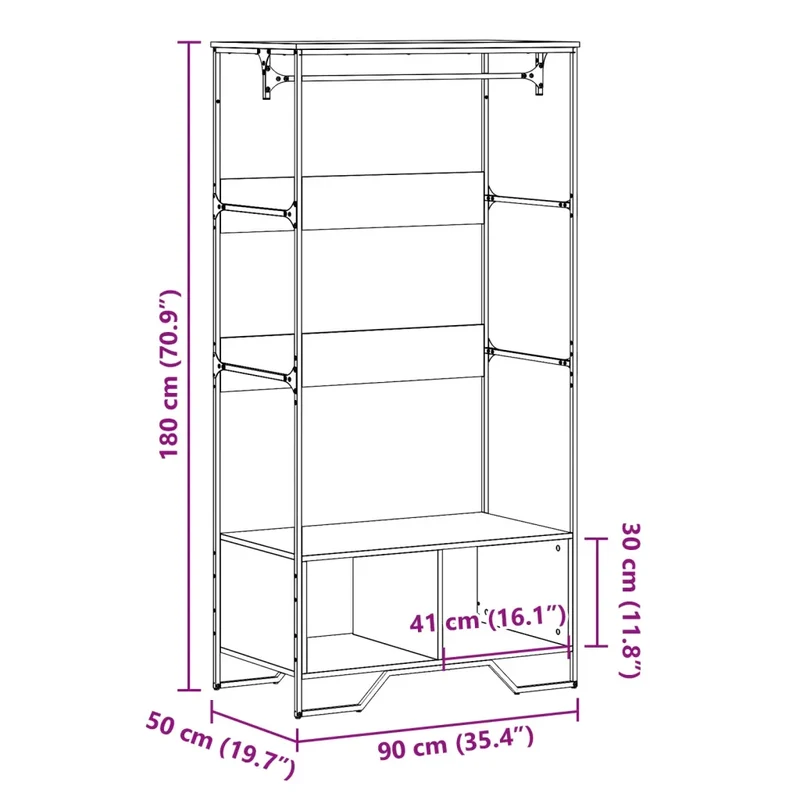 Armoire compacte rangement minimaliste 90 x 50 x 180 cm en bois d'ingénierie gris 02_0049586