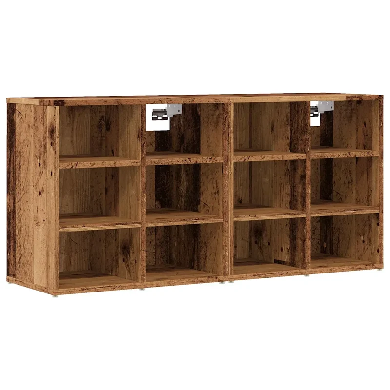 Lot de 2 armoires à chaussures 52 x 30 x 50 cm fonction de rangement pratique style vintage en bois d'ingénierie vieux bois 02_0051013