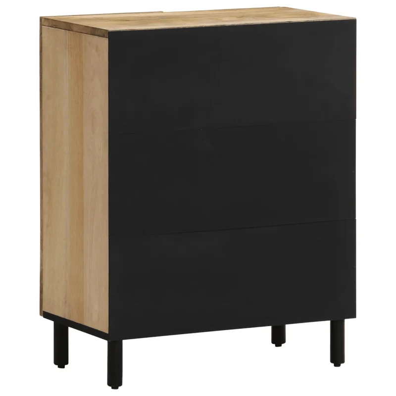 Armoire latérale rétro bois de manguier massif 60 x 33 x 75 cm grand espace de rangement décoration en bois naturel 02_0047284
