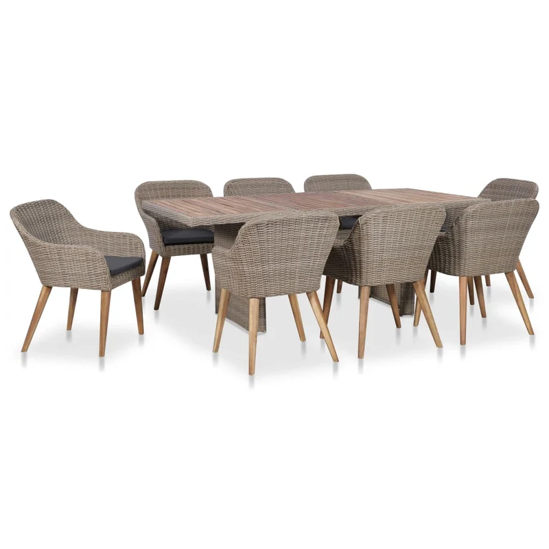 Salon de jardin meuble d'extérieur ensemble de mobilier avec coussins 9 pièces résine tressée 02_0018326