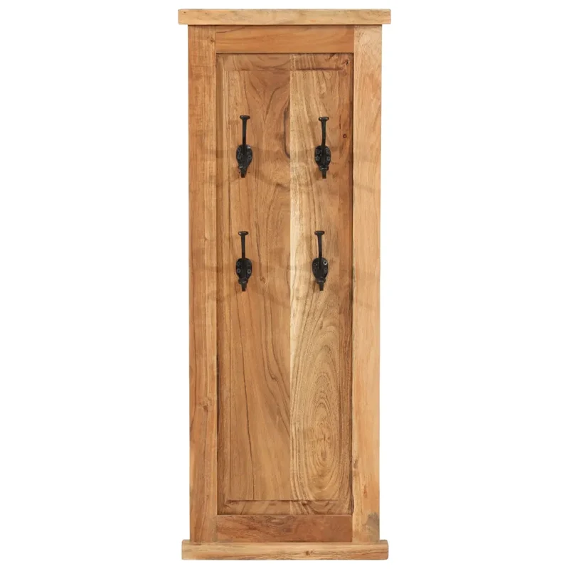 Lot de 2 porte-manteaux muraux vintage style antique 38 x 100 cm avec crochets en bois acacia 02_0046940