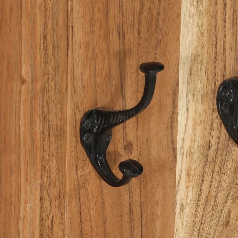 Lot de 2 porte-manteaux muraux vintage style antique 38 x 100 cm avec crochets en bois acacia 02_0046940