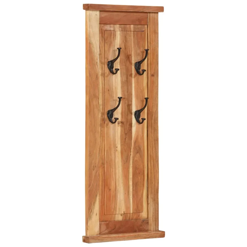 Lot de 2 porte-manteaux muraux vintage style antique 38 x 100 cm avec crochets en bois acacia 02_0046940