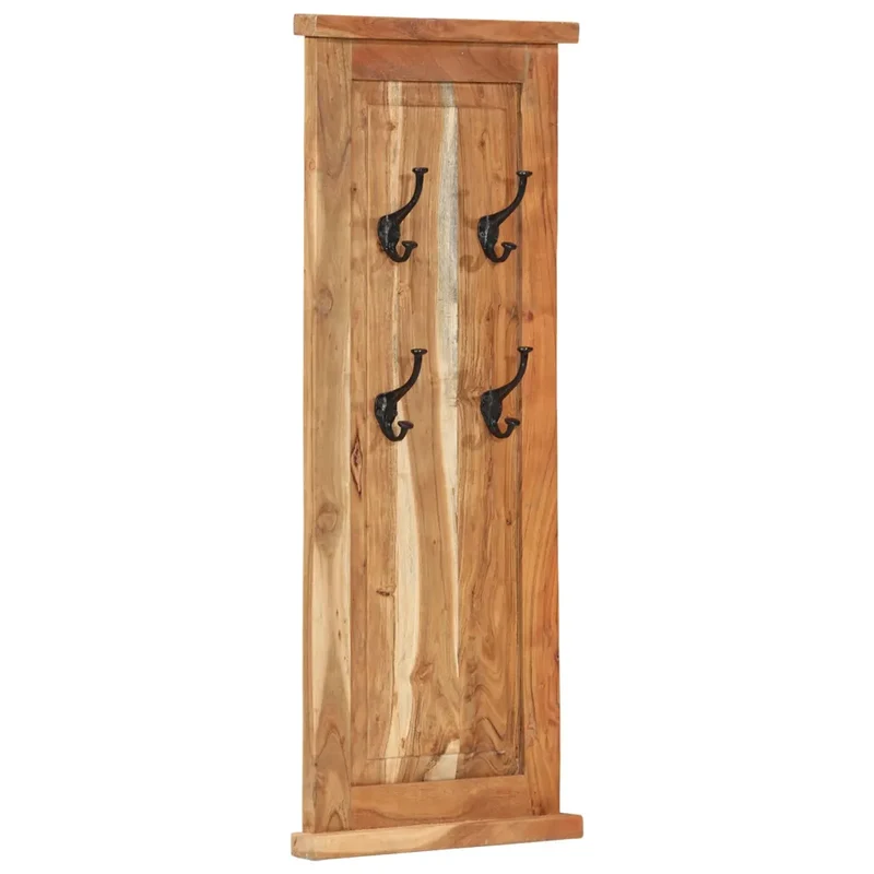 Lot de 2 porte-manteaux muraux vintage style antique 38 x 100 cm avec crochets en bois acacia 02_0046940