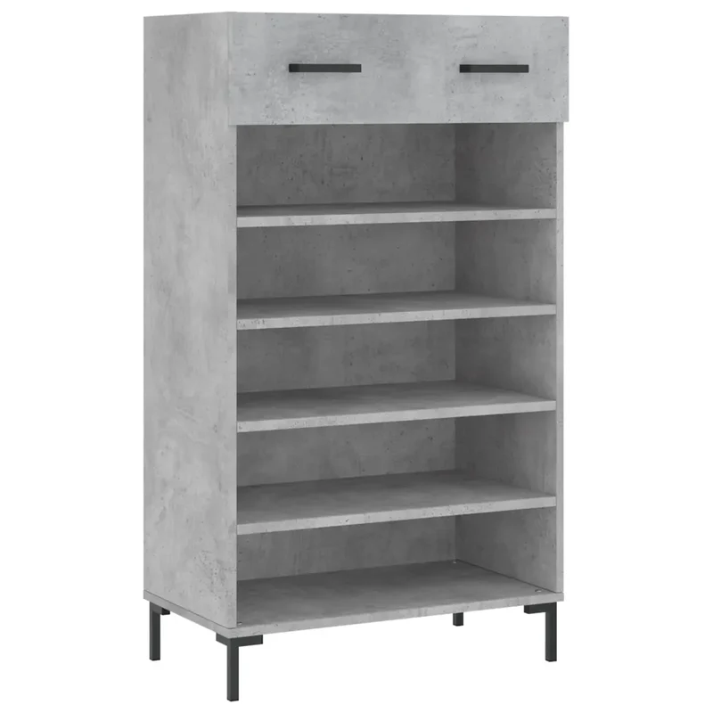 Armoire à chaussures moderne style industriel rangement 60 x 35 x 105 cm en bois gris béton 02_0048722