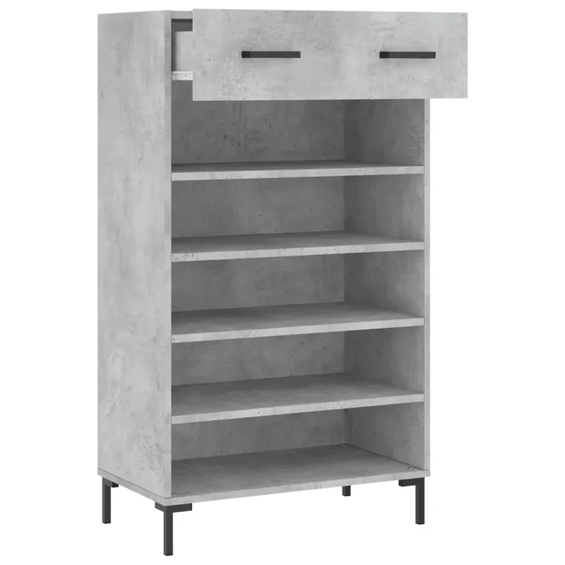 Armoire à chaussures moderne style industriel rangement 60 x 35 x 105 cm en bois gris béton 02_0048722