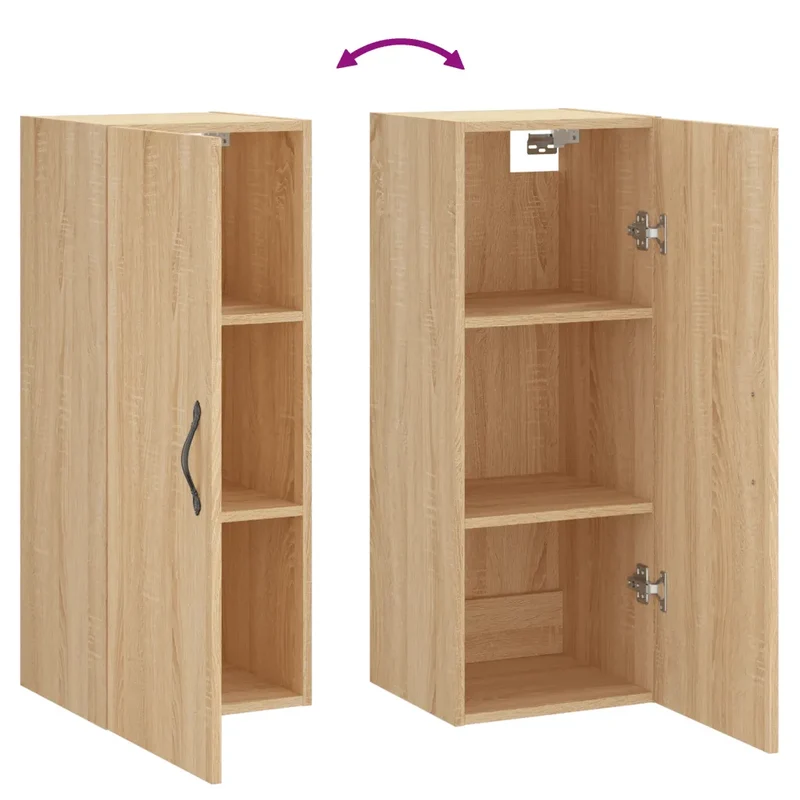 Armoire murale rangement élégante 34,5 x 34 x 90 cm design contemporain en bois d'ingénierie chêne sonoma 02_0049300