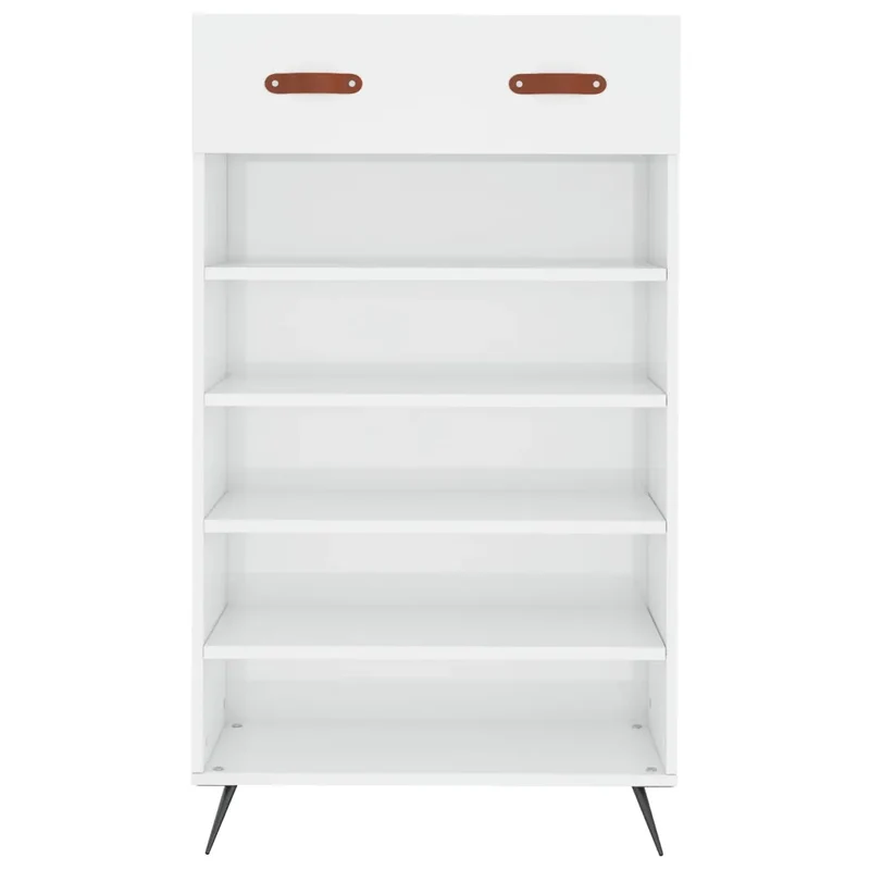 Armoire à chaussures moderne rangement pratique 60 x 35 x 105 cm en bois blanc brillant 02_0048716