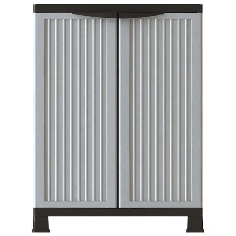 Armoire de rangement compacte 68 x 39 x 92 cm avec 2 étagères verrouillable bureau garage en plastique gris 02_0046941