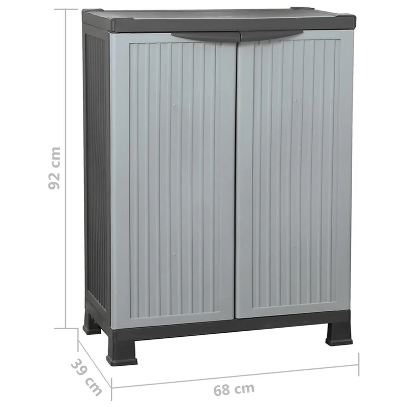 Armoire de rangement compacte 68 x 39 x 92 cm avec 2 étagères verrouillable bureau garage en plastique gris 02_0046941