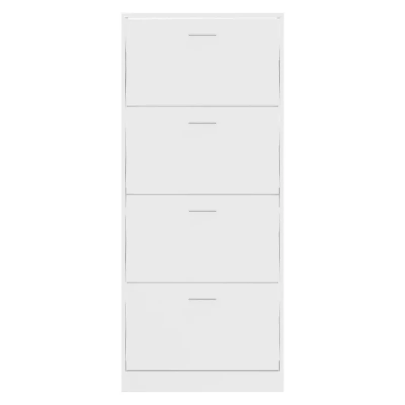Armoire à chaussures moderne 63 x 24 x 147 cm grand espace de rangement élégante en bois d'ingénierie blanc brillant 02_0047067