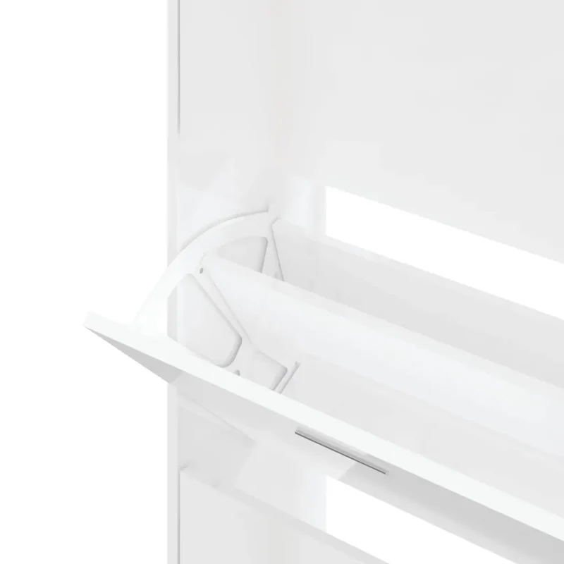 Armoire à chaussures moderne 63 x 24 x 147 cm grand espace de rangement élégante en bois d'ingénierie blanc brillant 02_0047067