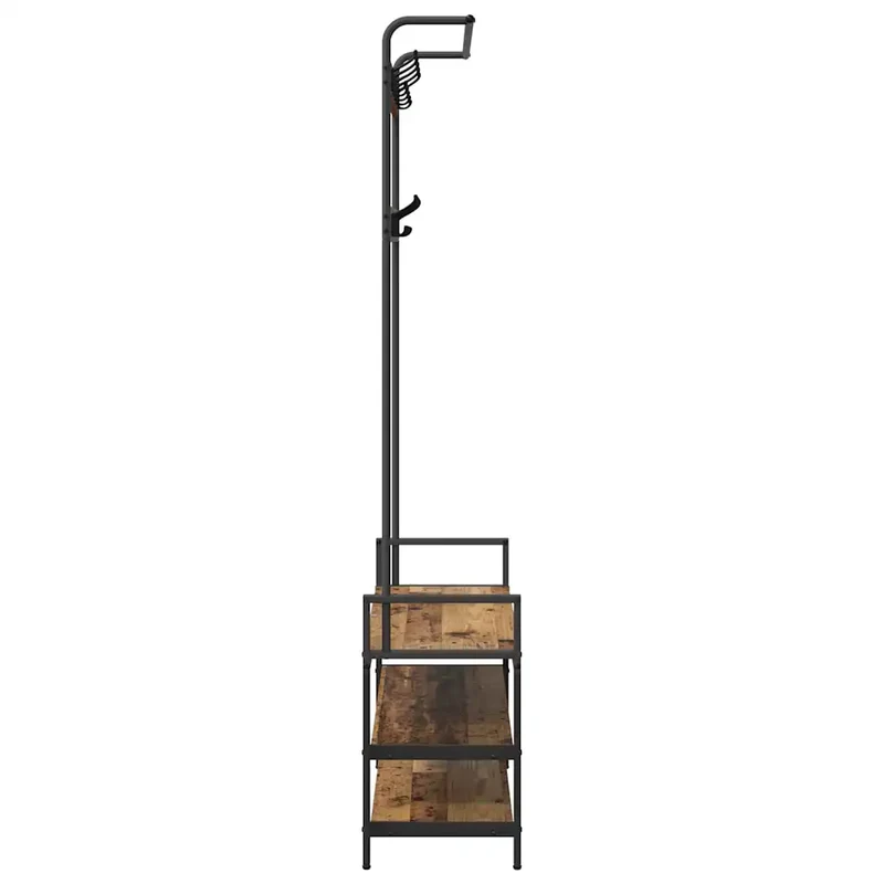 Porte-manteau rectangulaire avec rangement intégré 95 x 34 x 184 cm style contemporain en bois ancien 02_0052644