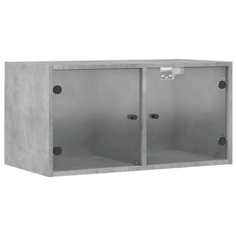 Lot de 2 armoires murales polyvalentes 68,5 x 37 x 35 cm espace rangement pratique design contemporain en bois gris béton 02_0049341