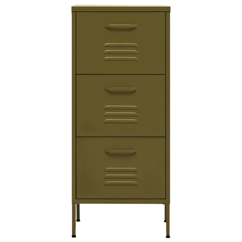 Armoire de rangement pratique 42,5 x 35 x 101,5 cm solide avec tiroirs extensibles en acier vert olive 02_0046868